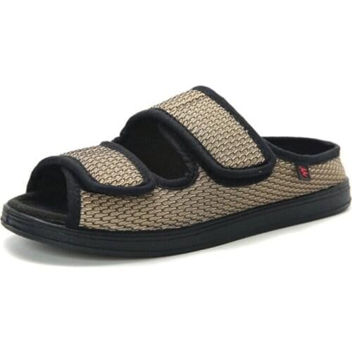 Summer Comfortable Diabetes Shoes Fat Thumb Instep Height Foot Code Middle-Aged Elderly Sandals Swollen Adjustable Slippers