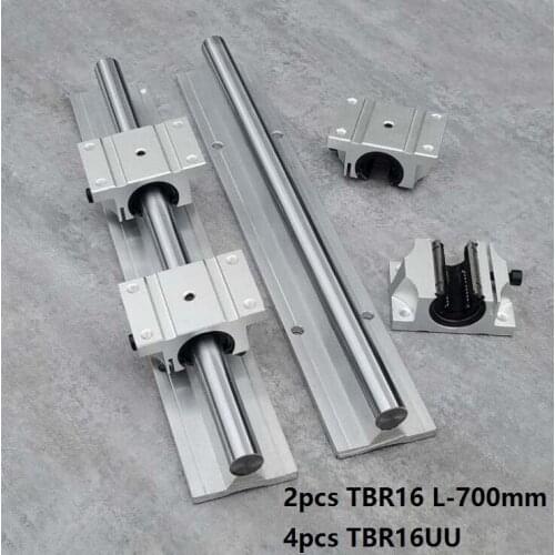 2pcs TBR16 L-700mm support rail linear guide + 4pcs TBR16UU linear bearing blocks for CNC router parts