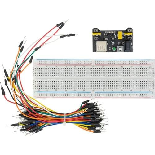 3.3V/5V MB102 Breadboard Power Module+MB-102 830 Points Solderless Prototype Bread Board kit +65 Flexible Jumper Wires