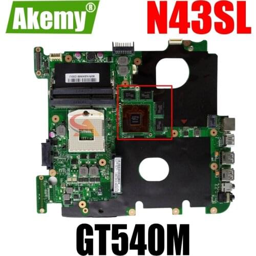 AKEMY N43SL Laptop Motherboard For ASUS N43SL N43SM N43SN N43S Original Mainboard HM65 GT540M