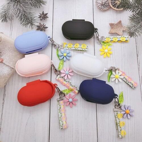 Cute Korean Silicone Cover for Samsung Galaxy Buds 2019/ Buds+ Plus Bluetooth Earphone Protect Cover Accessories Flower Key Ring