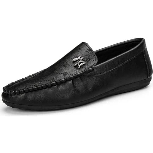 Summer New Brand Fashion Soft Leather Moccasin Shoes Mens High-Quality Leather Loafers Mens Flat-Bottom Light Driving Shoes