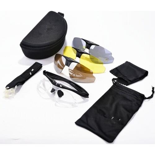 Pack of 4 Lenses 2020 New Multi-functional Sunglasses Men Outdoor Goggles Desert Storm Sun Glasses Men C5 Oversized Sunglasses