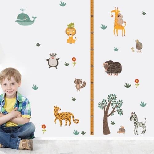 Lion Whale Zebra Kids Height Measure Wall Sticker For Children Room Growth Chart Poster Diy Mural Nursery Home Decals Wallpaper