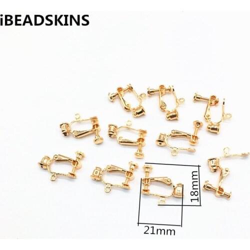 New arrival! gold copper 21x18mm 50pcs/lot Screw Ear Clip with earplugs for stud earrings/earrings accessories/earring parts