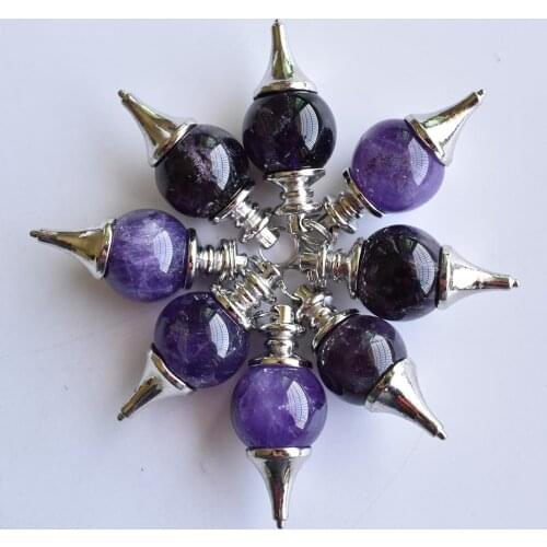 Wholesale 8pcs/lot fashion good quality natural amethysts ball charm pendants for necklaces jewelry making free shipping