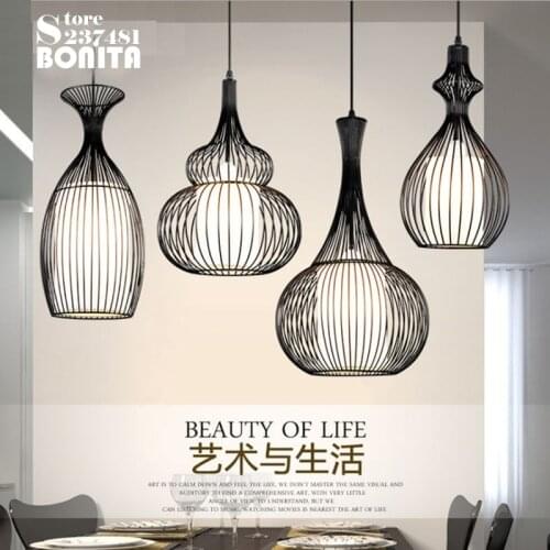 Big aristocracy line gourd hanging lamp American rural droplight Iron Bird cage pendant light for restaurant industrial vintage