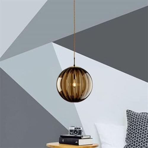 Nordic Colorful glass globe pendant lights for Cafe bar restaurant art deco suspended led luster bedside hanging lamp fixtures