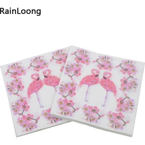 [RainLoong] Patterned Pink Flamingo Bird Theme Paper Napkin Festive & Party Tissue Napkin Decoupage Party Decoration 33*33cm