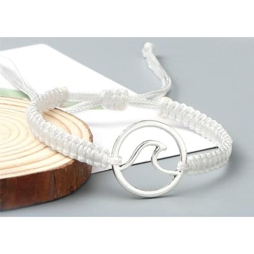 Adjustable Braided Bracelets Lucky Red Black White Rope Waves Charms Handmade Bracelet for Women Men Jewelry Friendship Gifts