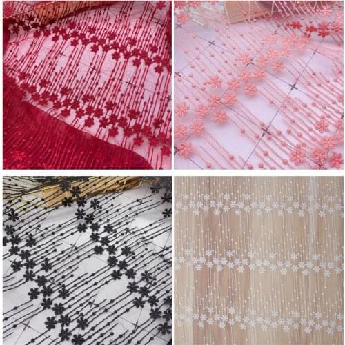 1 Yard Small Flowers Embroidered Lace Fabric Tulle Summer African Fabric For Womens Wedding Dress Sewing Net French Fabric Craft