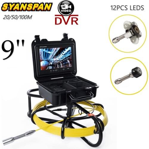 All-in-One SYANSPAN 9" DVR Pipe Inspection Video Camera,Drain Sewer Pipeline Industrial Endoscope with Meter Counter 8GB TF Card