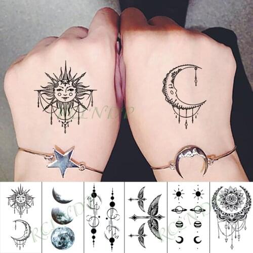 Waterproof Temporary Tattoo Sticker moon sun wing cross musical note flowers tatto flash tatoo fake tattoos for kid men women