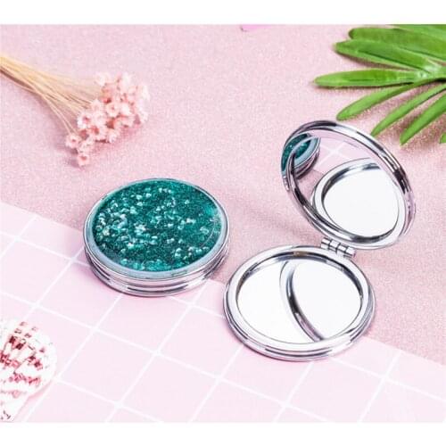 TY117 Shiny Quicksand Makeup Mirror Cute Pocket Mirror Makeup Vanity Portable Foldable Vanity Mirror Hand Mirror Compact Mirrors