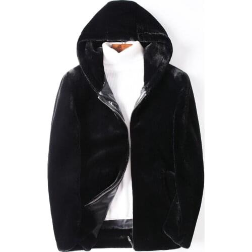 Plus Size Mink Coat Men Haining Mink Faux Fur Coat Winter Short Lapel Hooded Mink Jacket Autumn High Quality In Stock