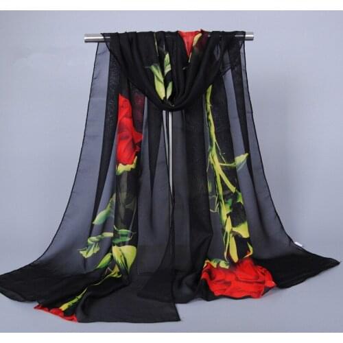 Women Printed Chiffon Hijab Scarf Muslim Woman Veil Long Chiffon Shawl Wrap Flower Pattern Muslim Headband shawls Bandana Woman
