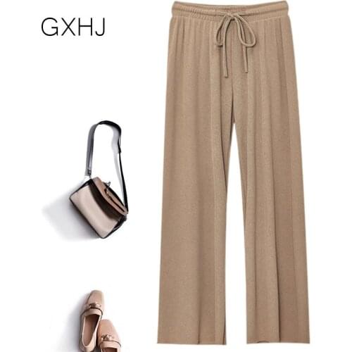 Women summer pants 2021 Soft Comfort Casual Summer Slacks Pants Women Ice Silk Ankle-Length Long Trousers Female Slacks LHJ238