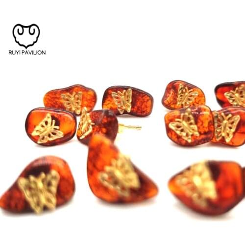 RUYI PAVILION 925 Silver Earrings Natural Batic Amber Stone Handmade Designer Fine Jewelry for Women 2019 Amber Jewelry