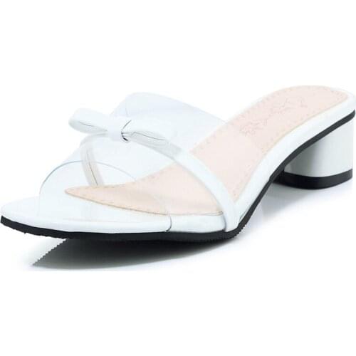 Wearing slippers 2019 summer new thick with heel transparent sandals female 32-46