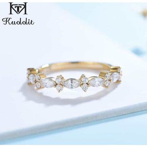 Kuololit Moissanite 750 18K 14K 10K Rose Gold Rings for Women Luxury ring for Engagement Anniversary Band Party Fine Jewelry