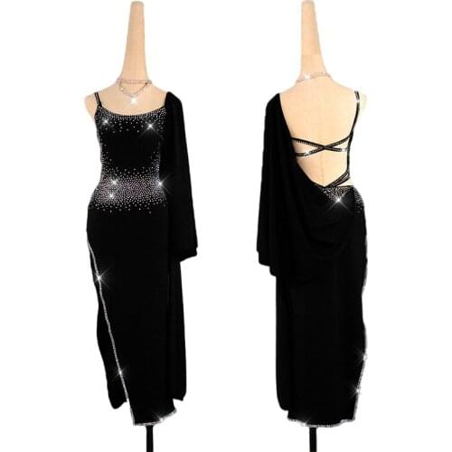 Luxury Professional Backless Sexy Latin Dance Dress Women Performance Costumes Stage Rhinestone Competiton Dresses For Ladies