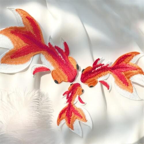 1 Piece Fish Embroidered Patches Stripes For Clothing Iron On DIY Patches Applique Stickers Clothes Sew On Badges Patches