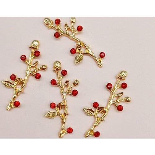 10 Pieces 21*40mm Metal Set Rhinestone Tree Branch Decorative Accessories DIY Clothing Hair Jewelry Making