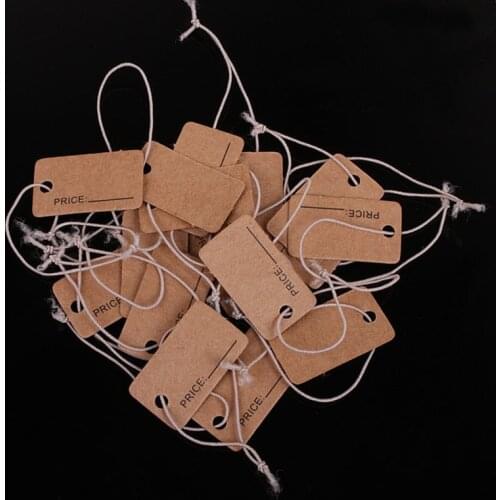1000pcs 1.3cm*2.3cm Brown Kraft String Blanks Wedding Favour Price Label Paper Pricing Tags with Rope