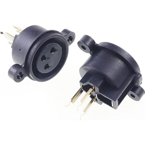 2 pcs XLR Socket 3 pin Socket Receptacle Vertical Solder PCB through Holes Panel Mount Gold Plating 3 Position circular Female