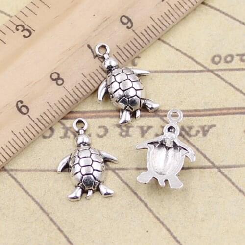 20pcs Charms Tortoise Turtle Sea 13x19mm Tibetan Silver Color Pendants Antique Jewelry Making DIY Handmade Craft