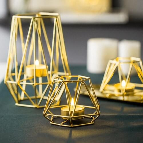 3D Candlestick Geometric Vintage Iron Wire Luxury Romantic Home Table Decor Tool