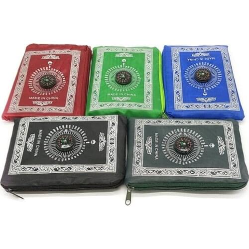 60*100cm Praying Rug Travel Muslim Prayer Mat with Compass Pocket Carry Bag Portable Nylon Waterproof Praying Mat Camping Hiking