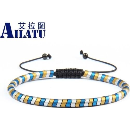 Ailatu New Matte Snake Beads Macrame Bracelet for Cool Men Gift