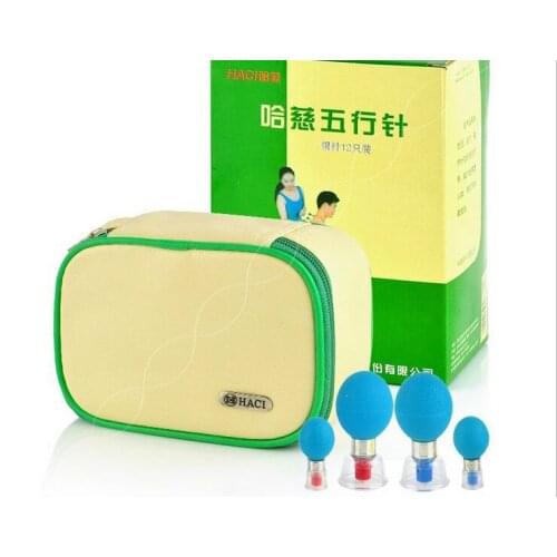 Acupressure Magnetic Suction Cupping set HACI Silver needle 12 cups