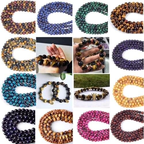 Natural Gem Stone Multicolor Multiple Tiger Eye Beads For Jewelry Making Diy Bracelet Round Loose Beads 4/6/8/10/12mm 15'strand