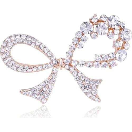 New Hot Sale Rhinestones Chic Small Bow Brooch Women Fashion Crystal Bow Accessories Brooch Personality Wedding Party Brooch