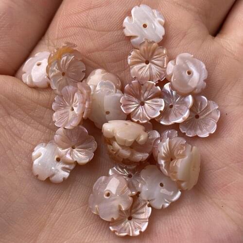 5Pcs Shell Beads Carved-flowered Pink Loose Shell For Jewelry Making DIY Necklace Bracelet Earring Handiwork Sewing Accessory