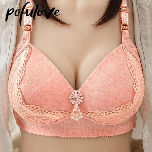 Floral Bra for Women Plus Size Bras 38-44 B C Sexy Push Up Underwear Wireless Seamless Bralette Thin Cotton Soft Pink Brassiere