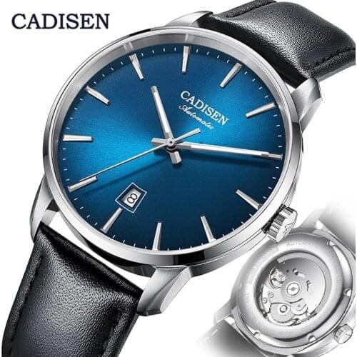 CADISEN 2021 Mens Automatic Wristwatches Luxury Brand High Quality Genuine Leather Strap Waterproof Mechanical Watch Formal Man