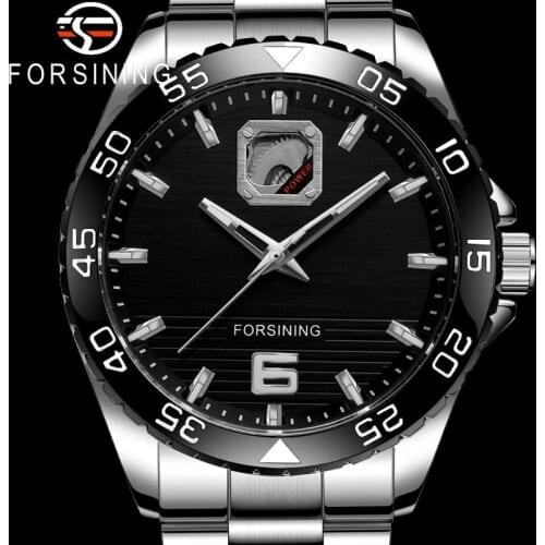 FORSINING New Automatic Mechanical Wristwatch Military Sport Male Clock Top Brand Luxury Stainless Steel Skeleton Man Watch 8200