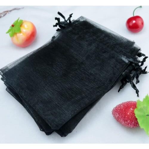 Black Organza Jewelry Display Gift Bag 1000pcs 8X10cm White Golden Sheer Pouch Drawable Jewelry Earring Necklace Storage Bags