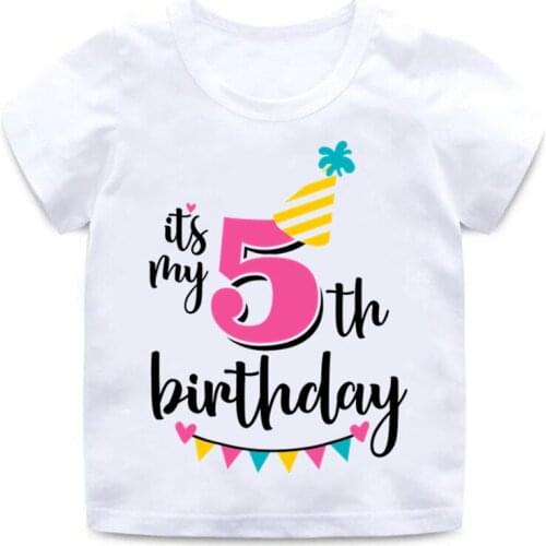 Childrens T-shirt Boy And Girls Short Birthday Number Print T-shirts for Girls Kids clothes for teens Childrens Clothing