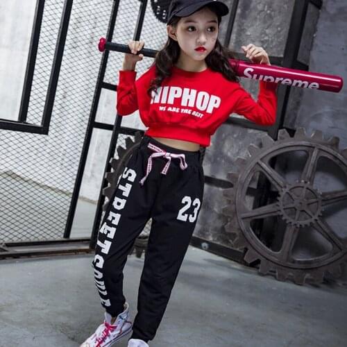 Kids Hip Hop Clothing Jazz Dance Costume for Girls Boys Ballroom Dancing Street Dance Wear Children Sweat Shirt Jogger Pants