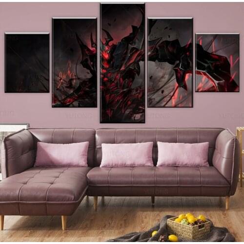 Home Decor Canvas Wall Art Picture For Living Room Modern 5 Panel DotA 2 Shadow Fiend Game Poster HD Printed Abstract Painting