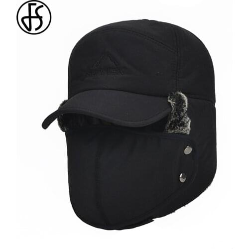 FS 2020 Winter Hat And Scarf Set Men Women Baseball Cap Neck Warm Earmuffs Caps Face Ear Protection Windproof Bomber Hats