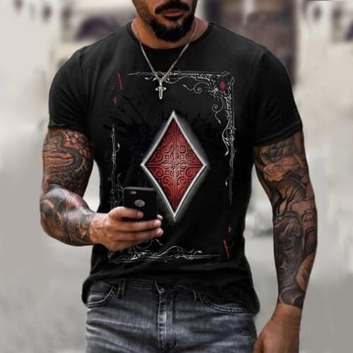 Summer New 3D Playing Cards Printed T-shirt Men Customizable Products Streetwear Mens Clothing Tops Casual T-shirt