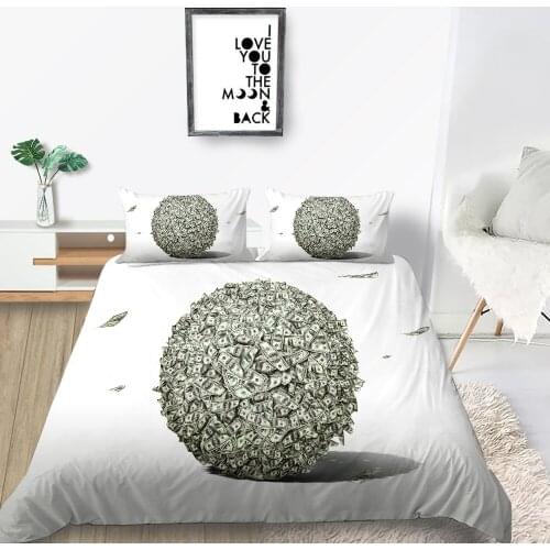 Money Bedding Set Ball 3D Print Soft Creative White Duvet Cover Queen King Twin Full Single Double Unique Design Bed Set