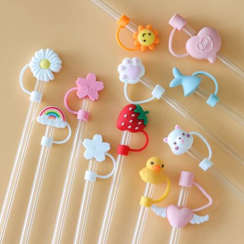 Creative Silicone Straw Plug Reusable Drinking Dust Cap Glass Cup Accessories Cartoon Plugs Tips Cover Kitchen Drinkware Clean