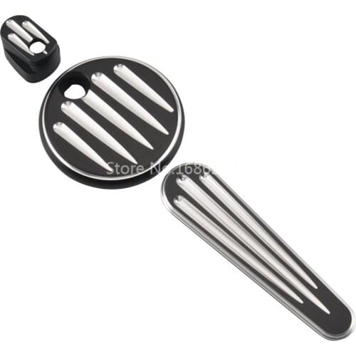 Motorcycle Black Long Cut Tank Track Dash Panel Cover Ignition Switch Cap For Harley 14+ Touring Glide FLHX FLHT FLTR FLHTCUTG