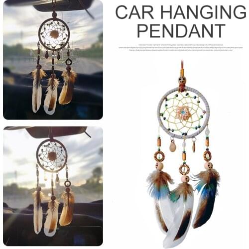 Dream Catcher Car Interior Hanging Ornaments Mirror Pendants Car Stylin Indian Style Feathers Pendants Bag Key Chains Wind Chime